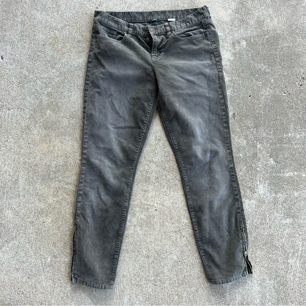J Crew Corduroy Skinny Pants with Ankle Zipper Dark Green Gold Zip Size 8 / 29 - Picture 3 of 11